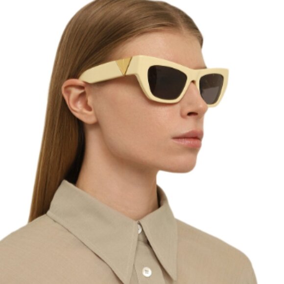 NEW BV1177S 004 BOTTEGA VENETA YELLOW GREY CAT EYE WOMEN SUNGLASSES - Picture 8 of 13